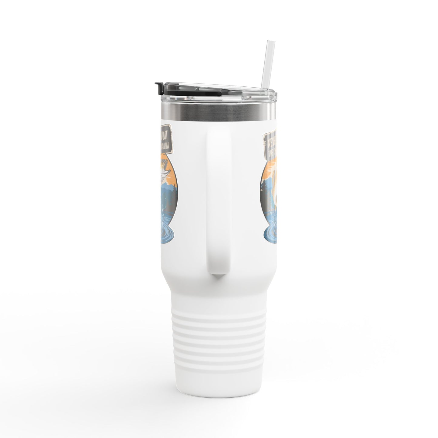 40oz Fishing Lover's Insulated Travel Mug - 'Never Throw Out the Ones That Swallow'