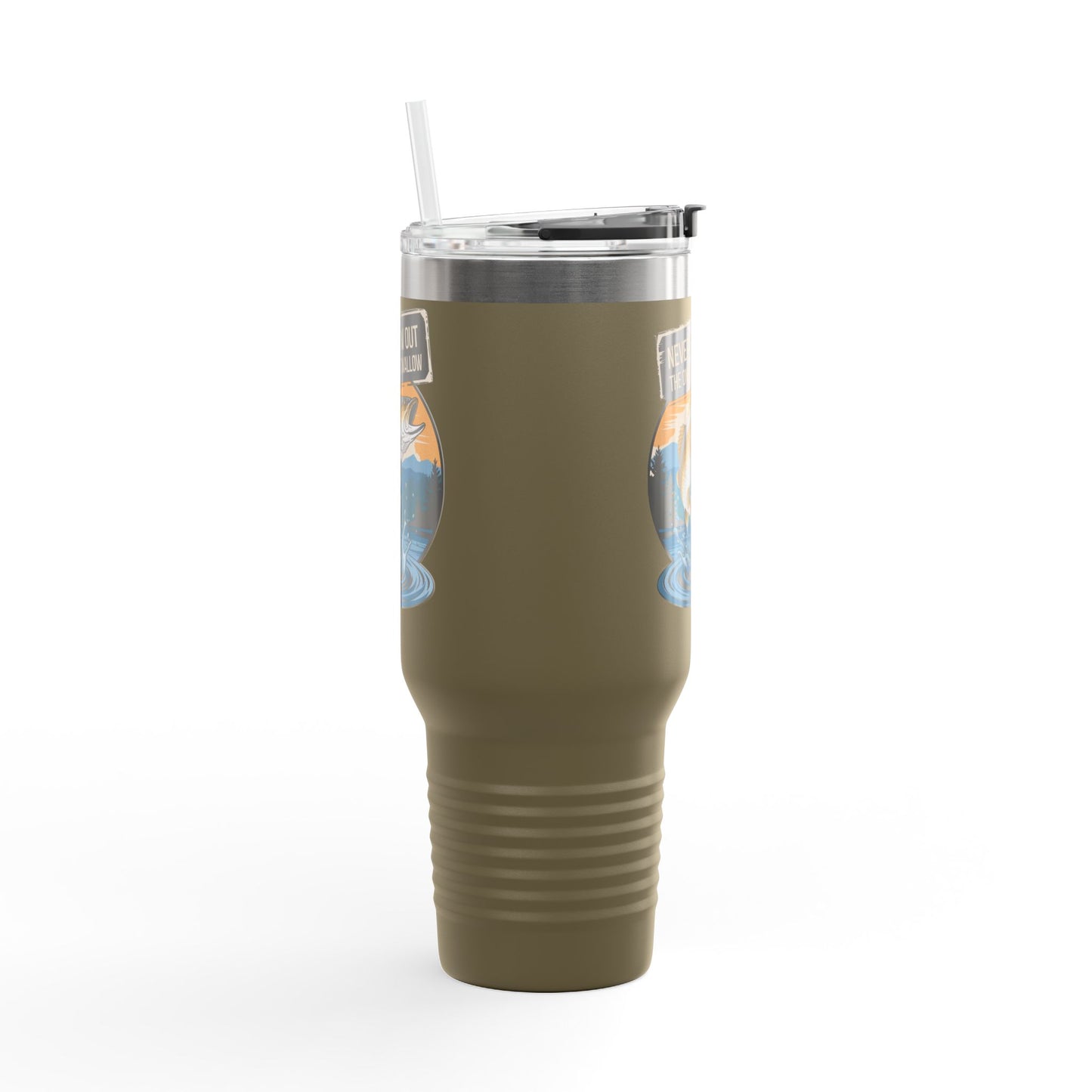 40oz Fishing Lover's Insulated Travel Mug - 'Never Throw Out the Ones That Swallow'
