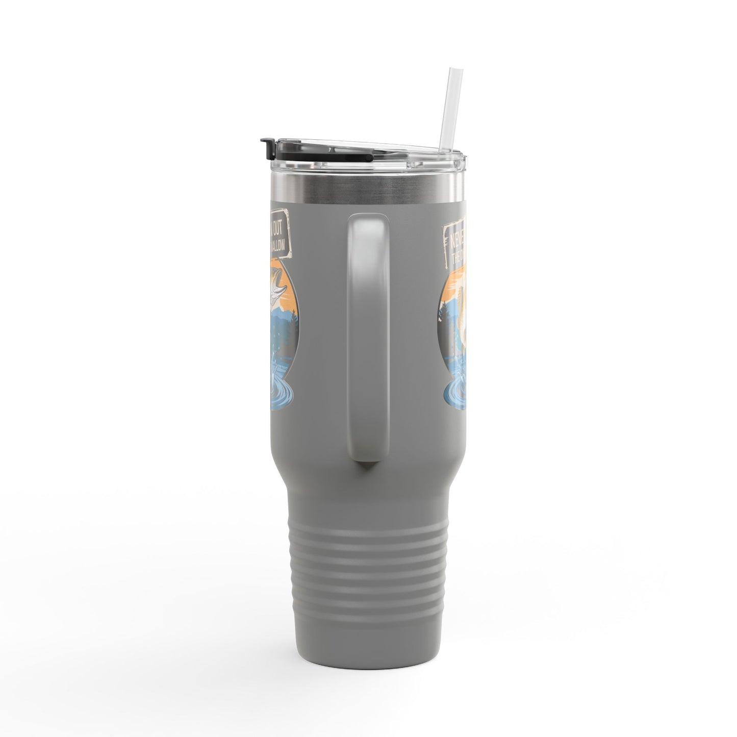 40oz Fishing Lover's Insulated Travel Mug - 'Never Throw Out the Ones That Swallow'