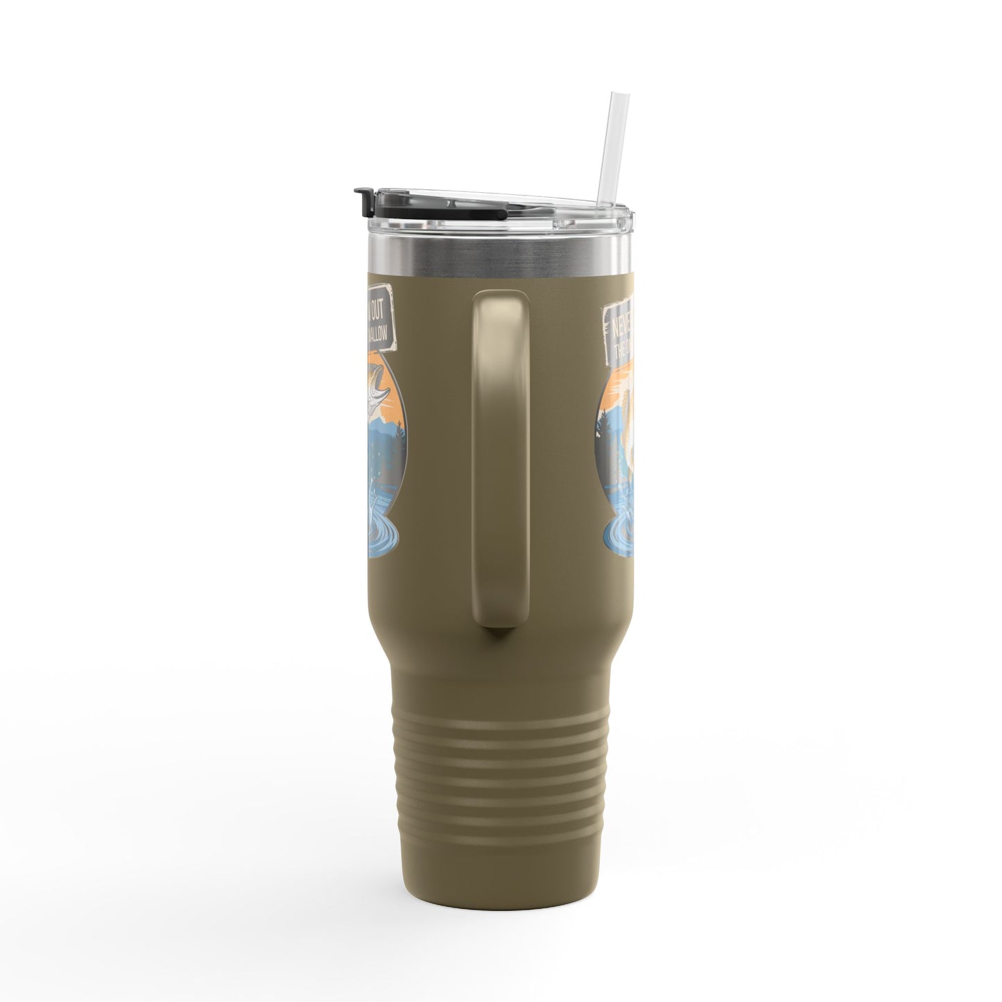 40oz Fishing Lover's Insulated Travel Mug - 'Never Throw Out the Ones That Swallow'
