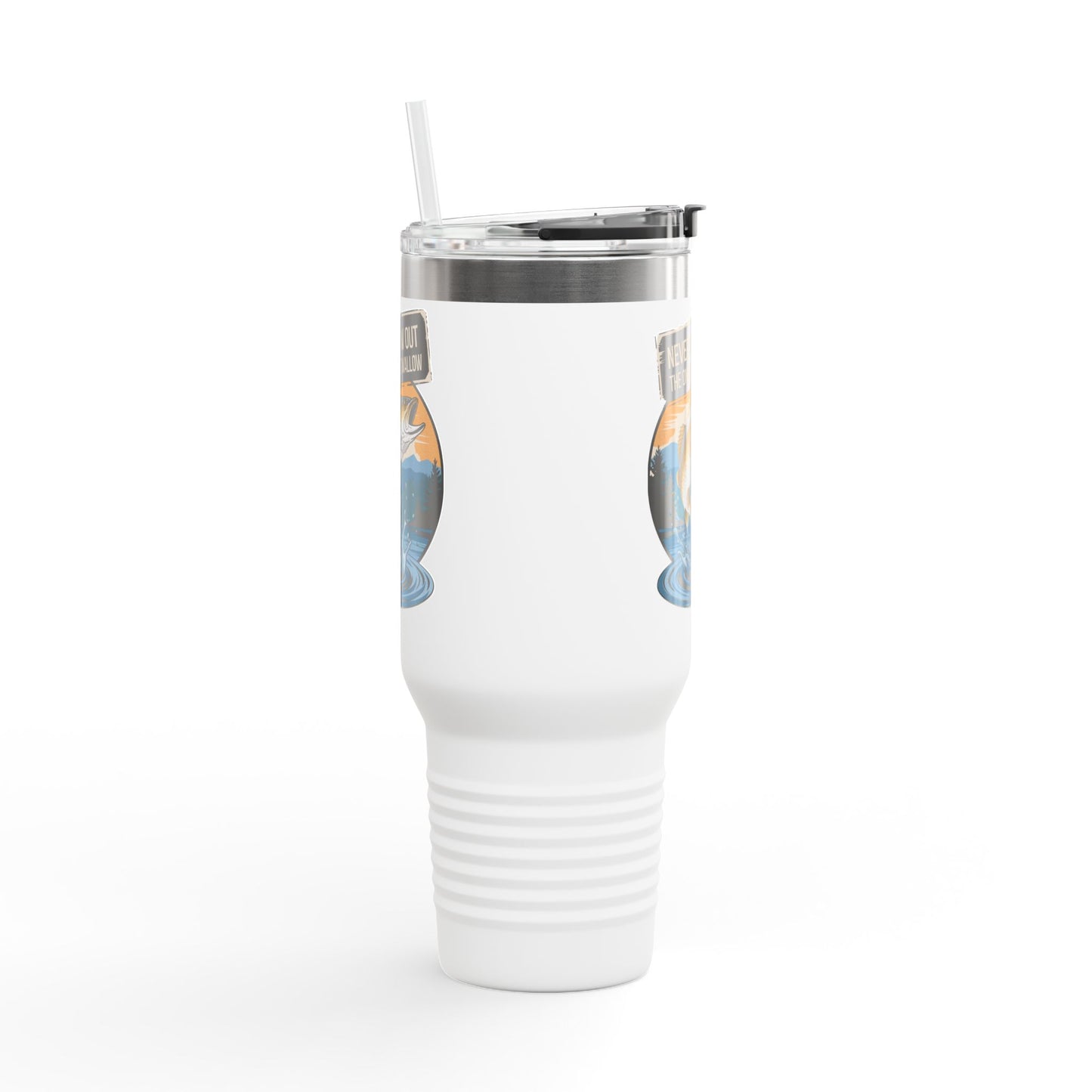 40oz Fishing Lover's Insulated Travel Mug - 'Never Throw Out the Ones That Swallow'