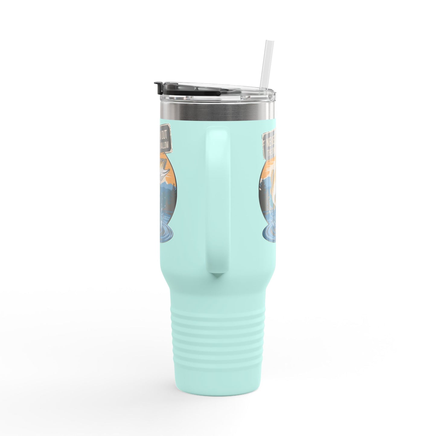 40oz Fishing Lover's Insulated Travel Mug - 'Never Throw Out the Ones That Swallow'