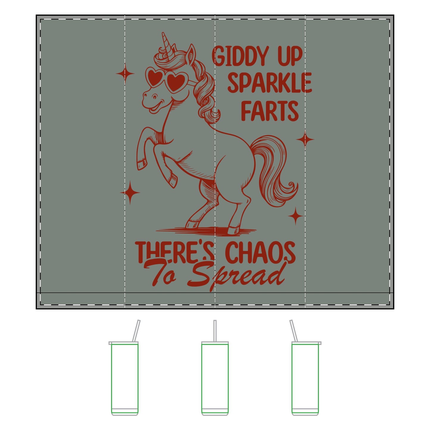Giddy Up Sparkle Farts Unicorn Tumblers - 20oz Chaos Spreading Drinkware