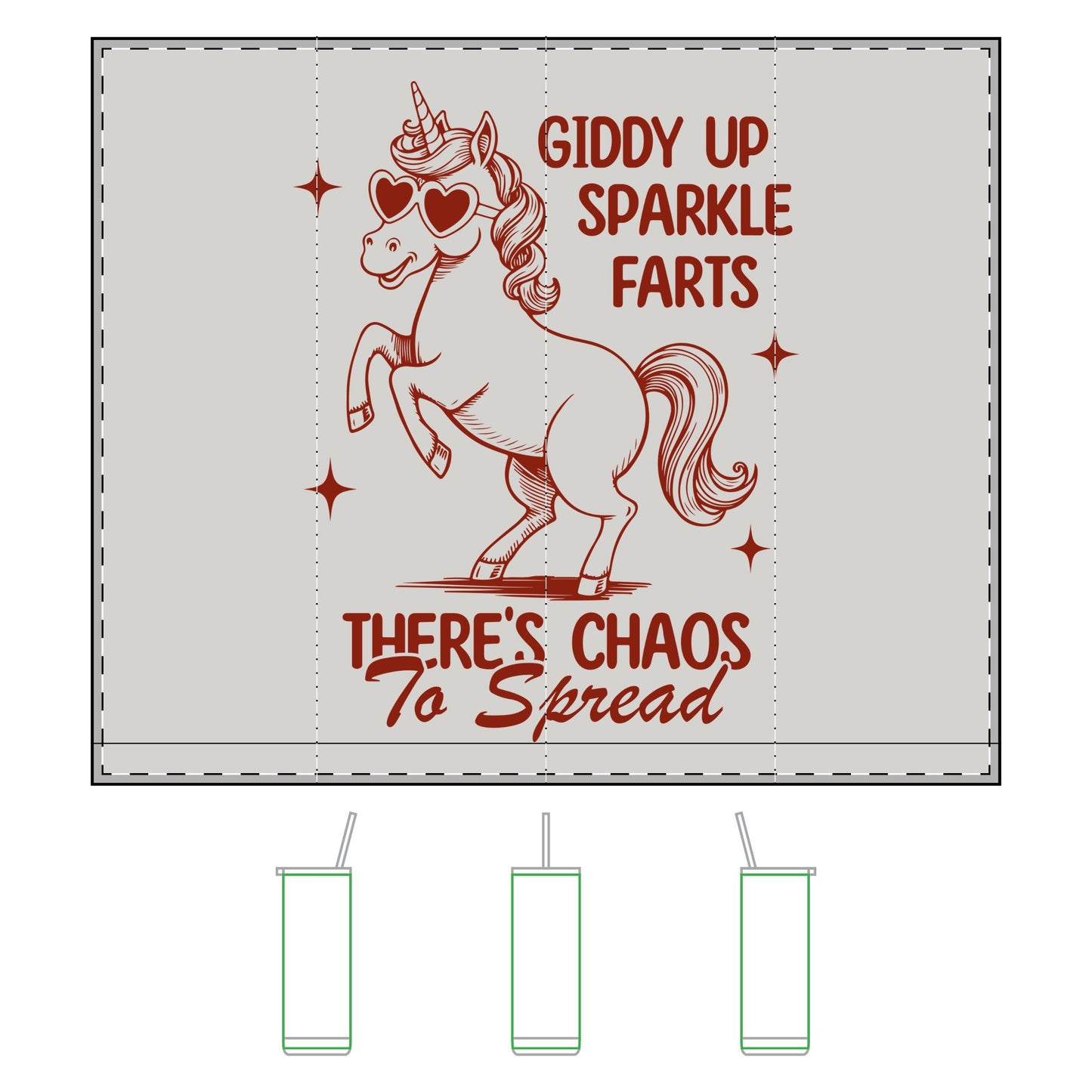 Giddy Up Sparkle Farts Unicorn Tumblers - 20oz Chaos Spreading Drinkware