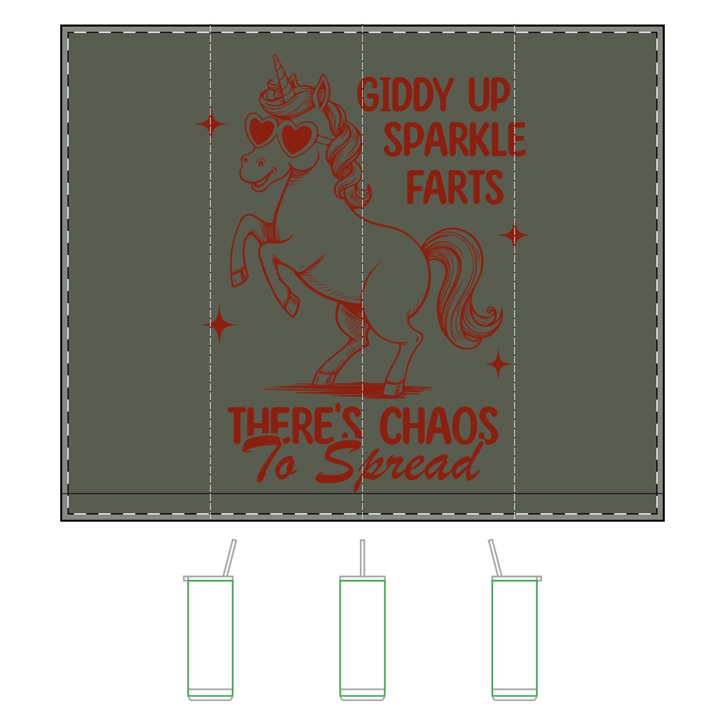 Giddy Up Sparkle Farts Unicorn Tumblers - 20oz Chaos Spreading Drinkware