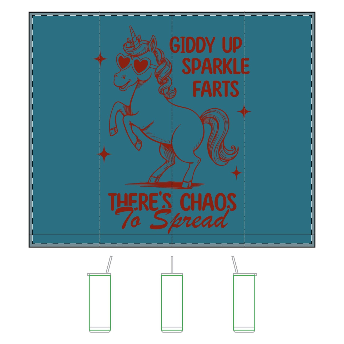 Giddy Up Sparkle Farts Unicorn Tumblers - 20oz Chaos Spreading Drinkware