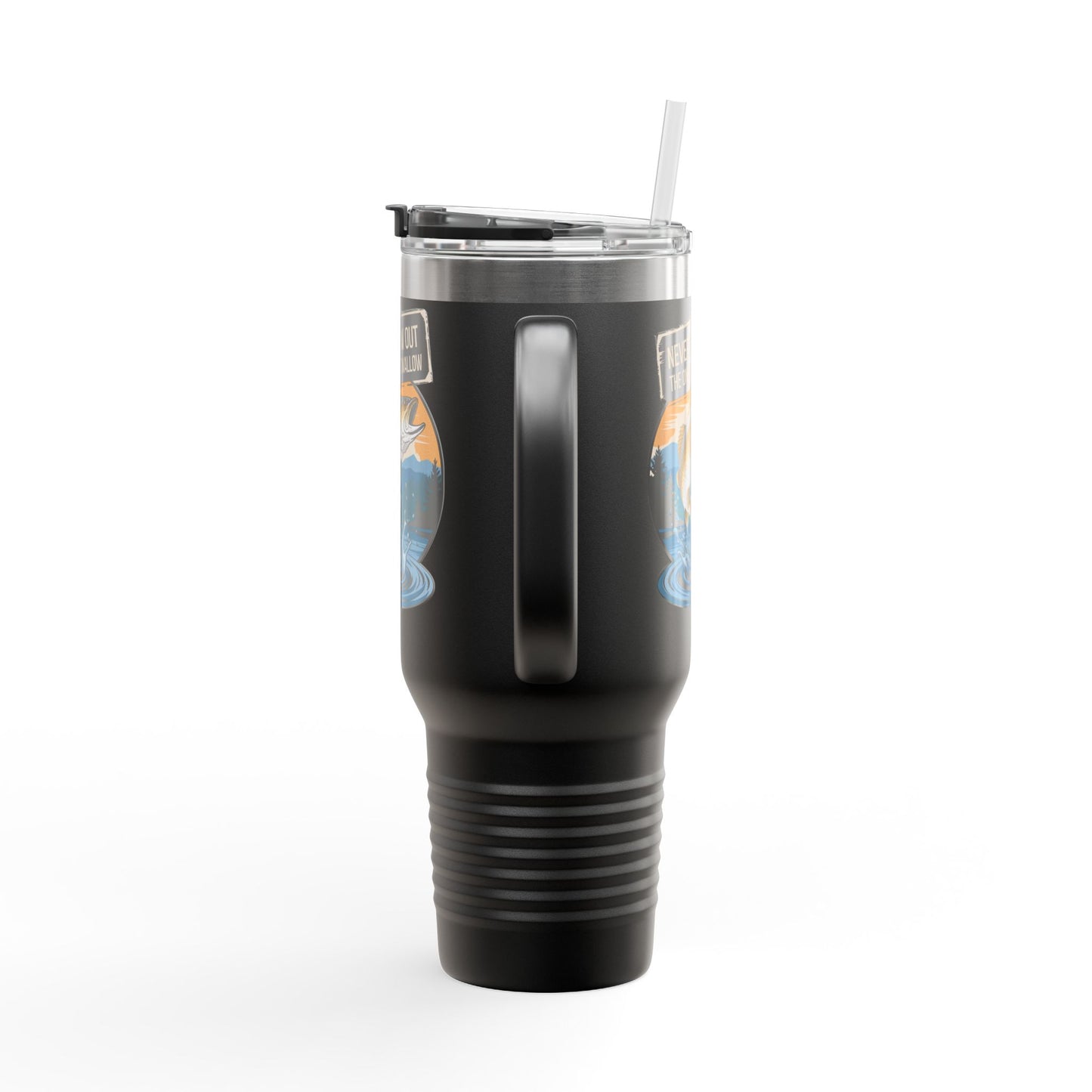 40oz Fishing Lover's Insulated Travel Mug - 'Never Throw Out the Ones That Swallow'