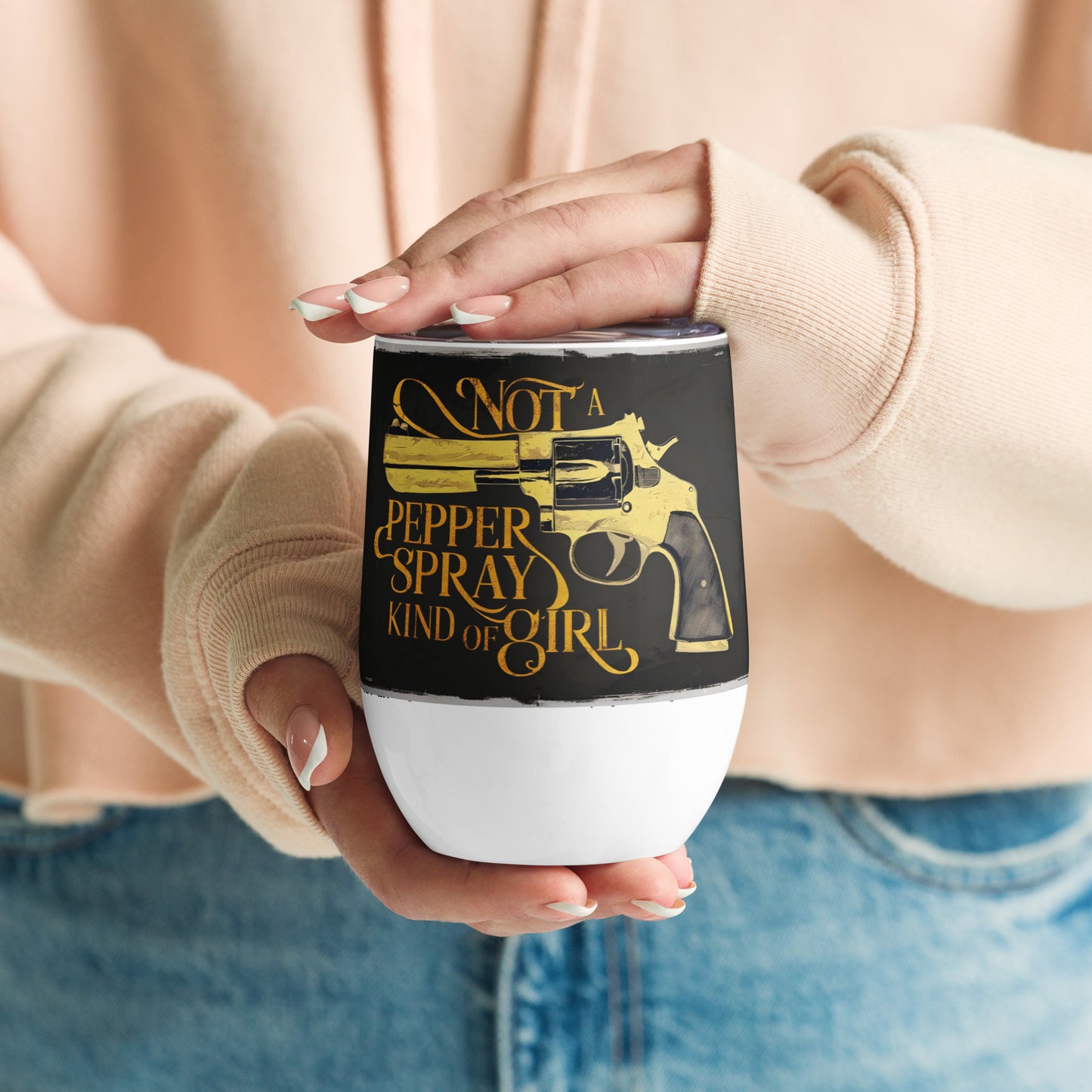Stainless Steel Wine Tumbler - Gun Girl
